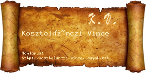 Kosztolánczi Vince névjegykártya