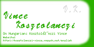 vince kosztolanczi business card